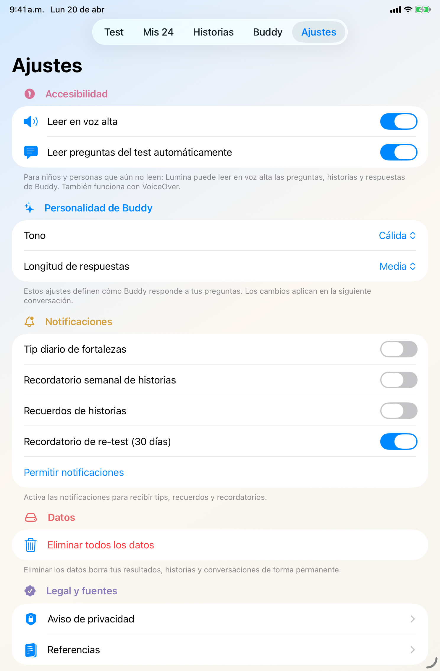 iPad — Ajustes